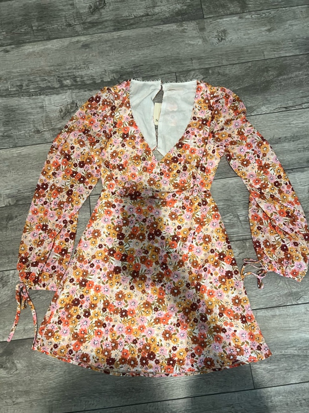 Showpo Floral Midi Dress in Pink, Orange, Yellow, Brown